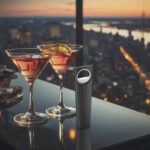 luxury cocktail at a nightclub on the rooftop of a skyscraper